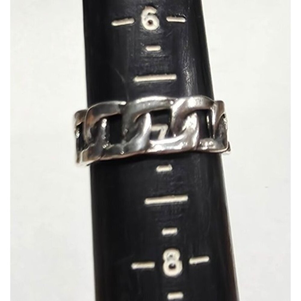 New Silvertone Curb Chain Link Design Band Ring Size 6 Mens Womens Stacking